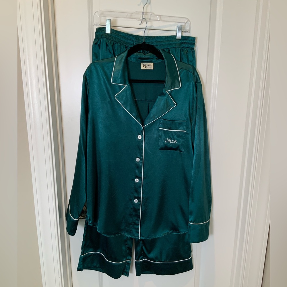 Show Me Your MuMu Green “Nice” Satin Pajama Set